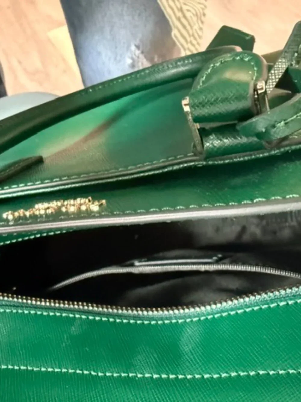 Kate Spade Satchel Staci Saffiano Leather -Crossbody Satchel- Green-EUC